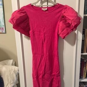 Eesome Pink Puff Sleeve Dress